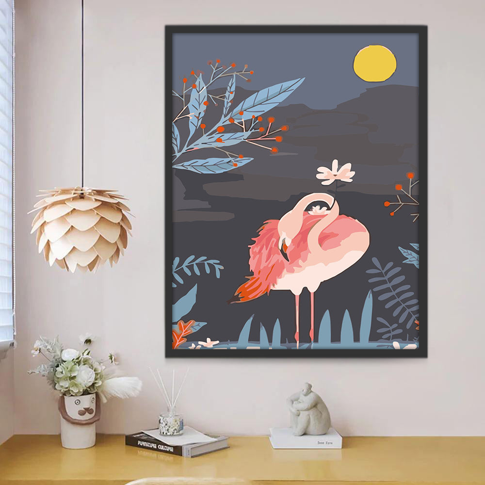 Maan en Flamingo Schilderen op Nummers
