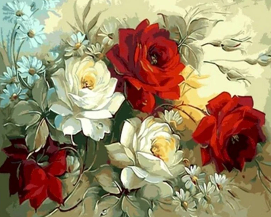 Madeliefjes en Witrode Bloemen Schilderen op Nummers