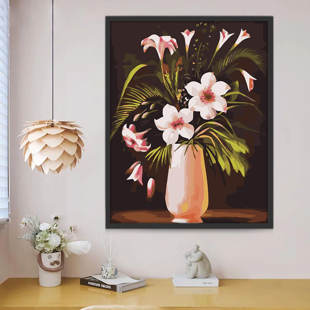 Magnolia's in een Roze Vaas Schilderen op Nummers