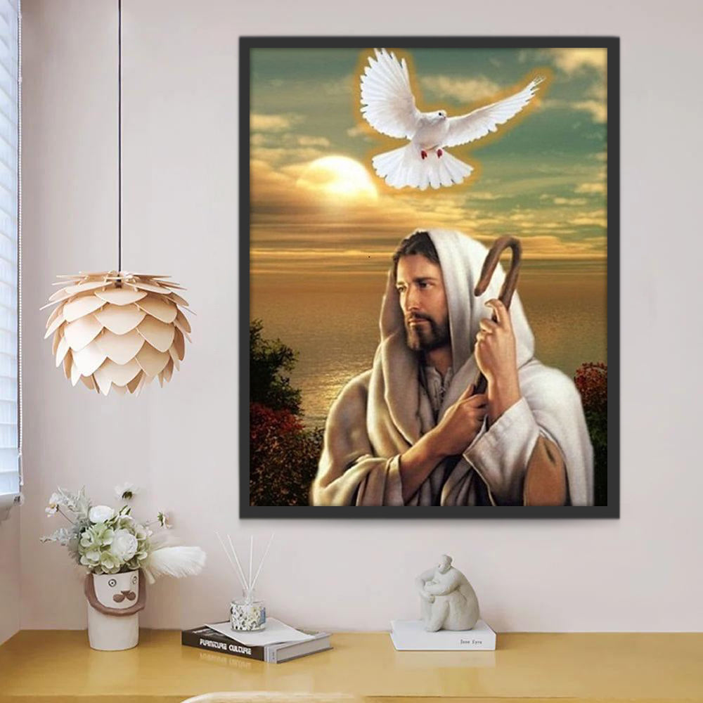 Man en een Vredesduif Christendom Schilderen op Nummers
