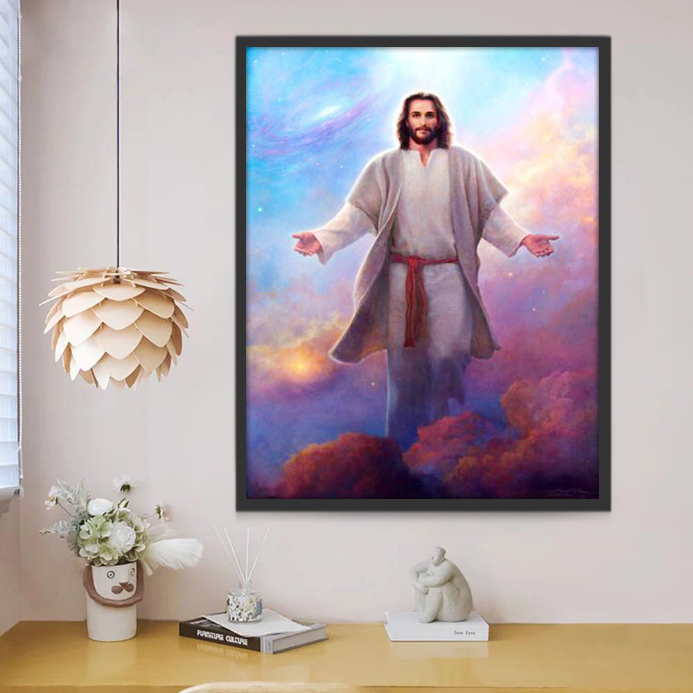 Man op Dromerige Achtergrond Christendom Schilderen op Nummers