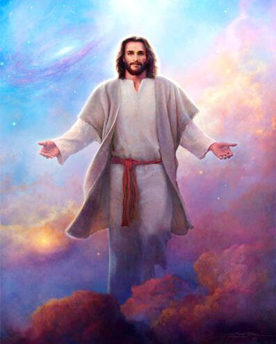 Man op Dromerige Achtergrond Christendom Schilderen op Nummers