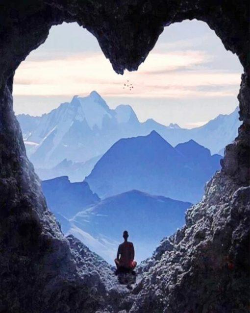Meditatie in Hartvormige Grot Schilderen op Nummers