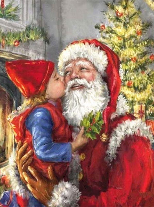 Meisje dat de Kerstman Kust Schilderen op Nummers
