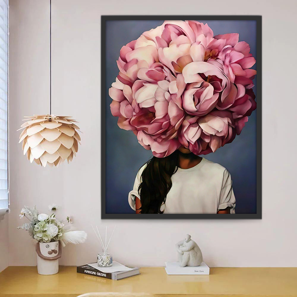 Meisje met de Grote Bos Bloemen op haar Hoofd Schilderen op Nummers