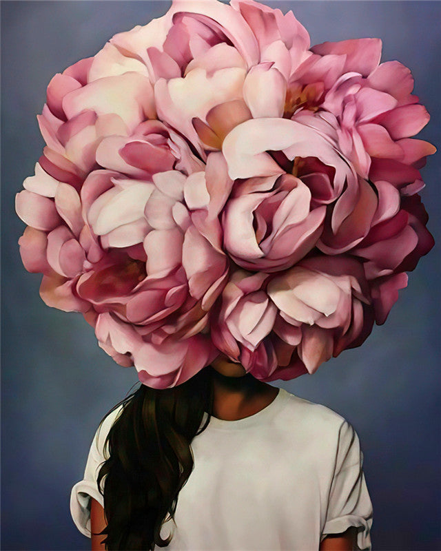 Meisje met de Grote Bos Bloemen op haar Hoofd Schilderen op Nummers
