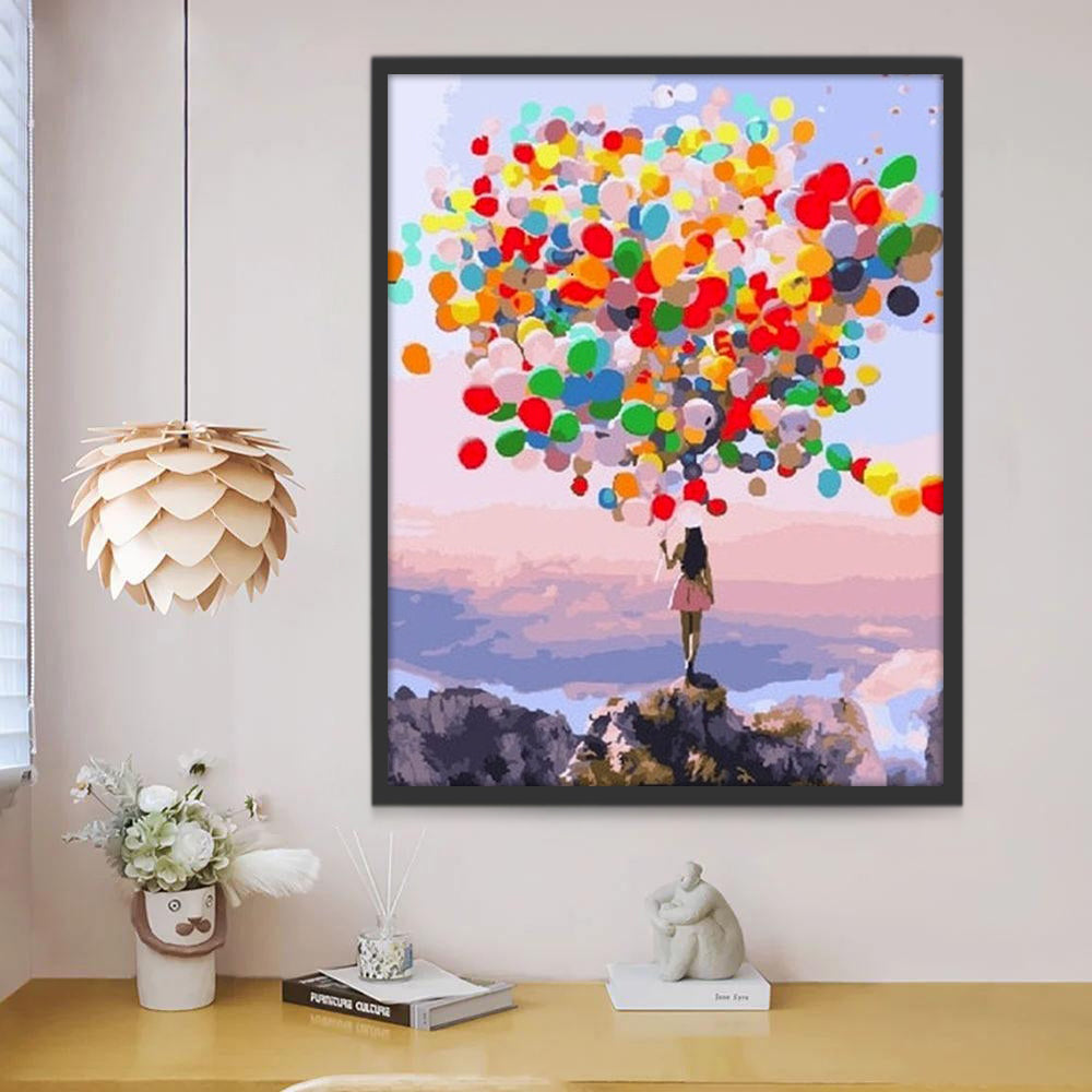 Meisje met Felgekleurde Ballonnen Schilderen op Nummers