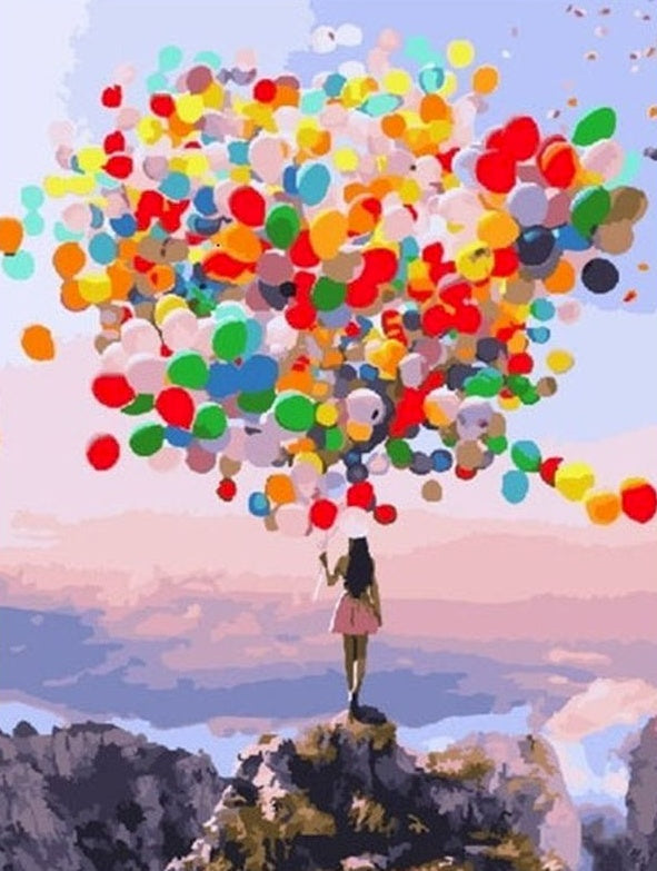 Meisje met Felgekleurde Ballonnen Schilderen op Nummers
