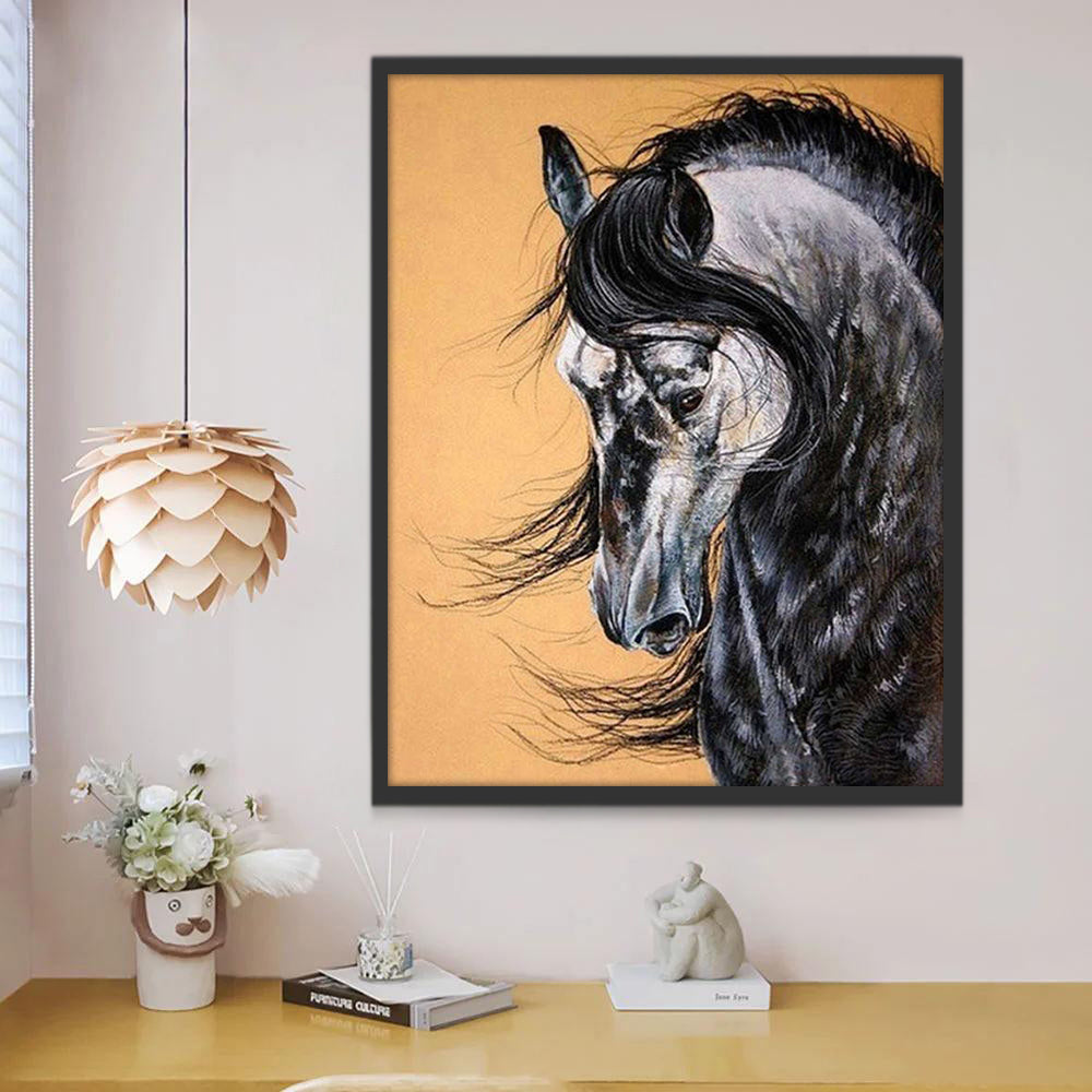 Melancholisch Zwart Paard Schilderen op Nummers