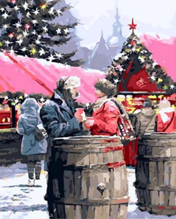 Mensen op de Markt Schilderen op Nummers