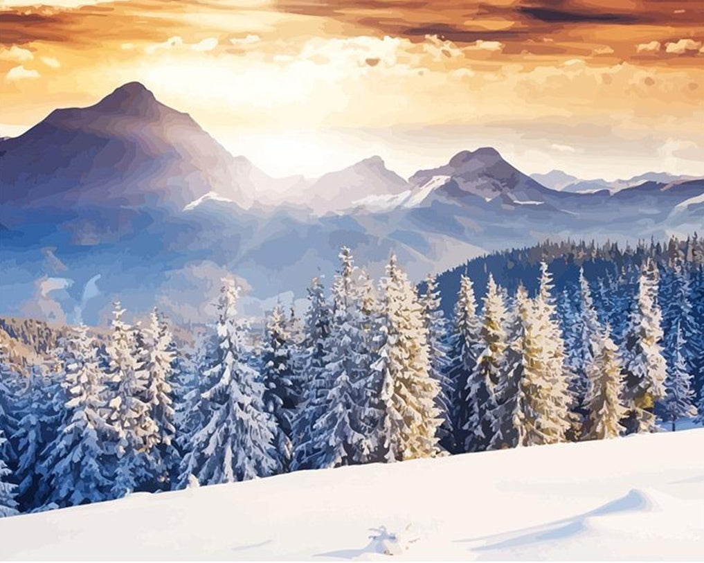 Met Sneeuw Bedekte Bossen Schilderen op Nummers