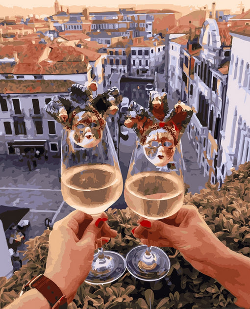 Met Uitzicht op de Stad en een Toast Schilderen op Nummers