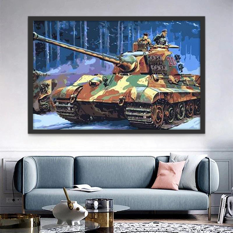 Militaire Tank in Sneeuw Schilderen op Nummers