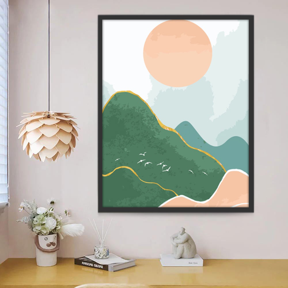 Minimalistisch Landschap van Bergen Schilderen op Nummers