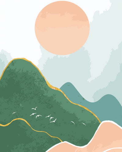 Minimalistisch Landschap van Bergen Schilderen op Nummers