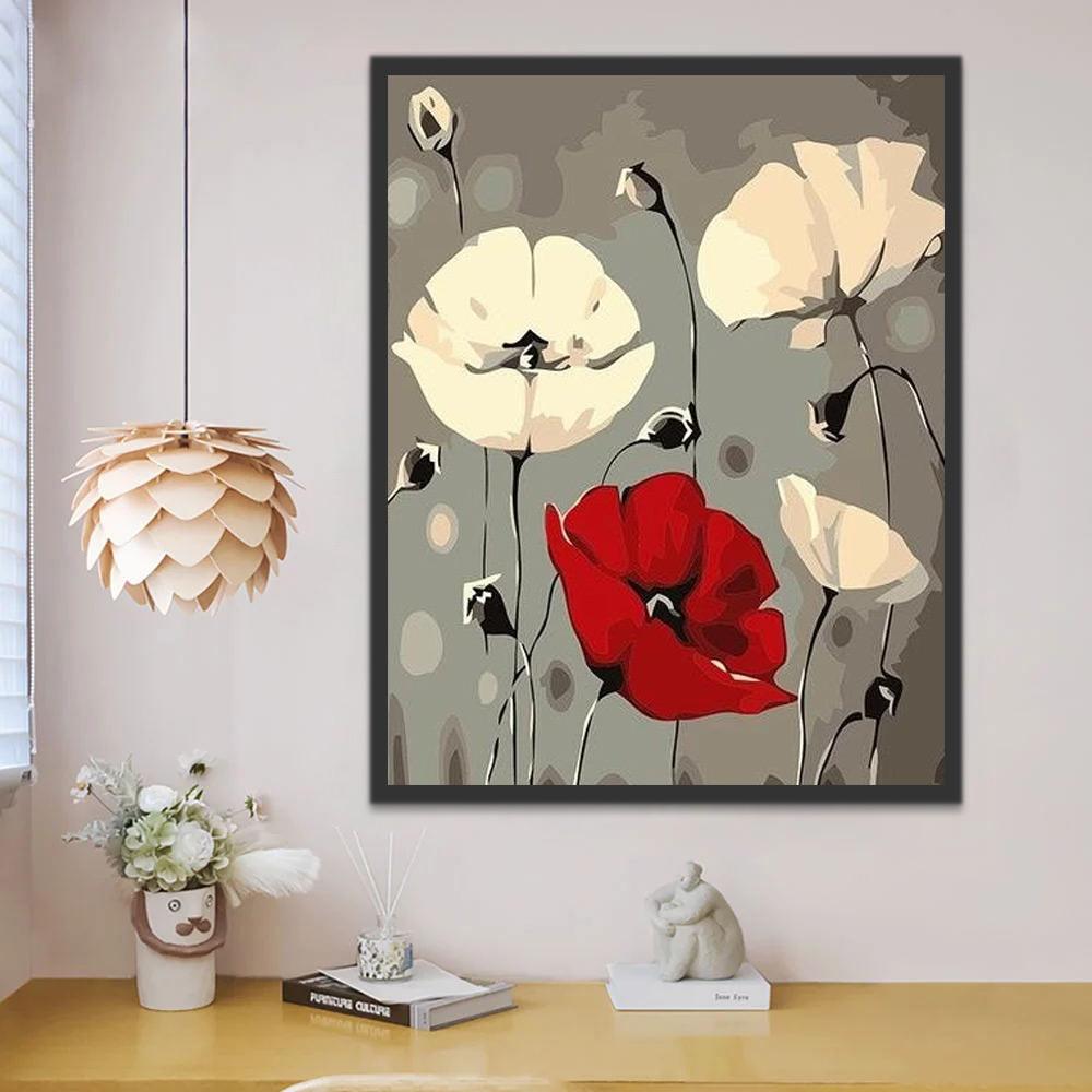 Minimalistische bloemen Schilderen op Nummers
