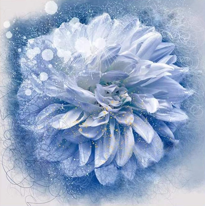 Mistige en Mooie Blauw-Witte Bloem Schilderen op Nummers