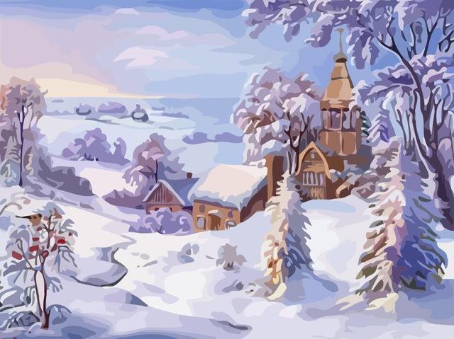 Mooi Huis in de Zware Sneeuw Schilderen op Nummers
