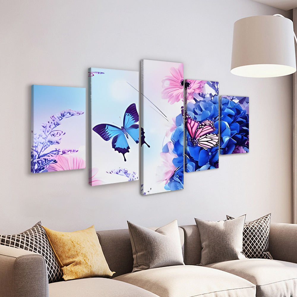 Mooie Vlinders en Bloemen 5 Platen Schilderen op Nummers