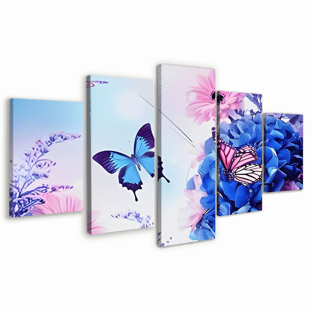 Mooie Vlinders en Bloemen 5 Platen Schilderen op Nummers