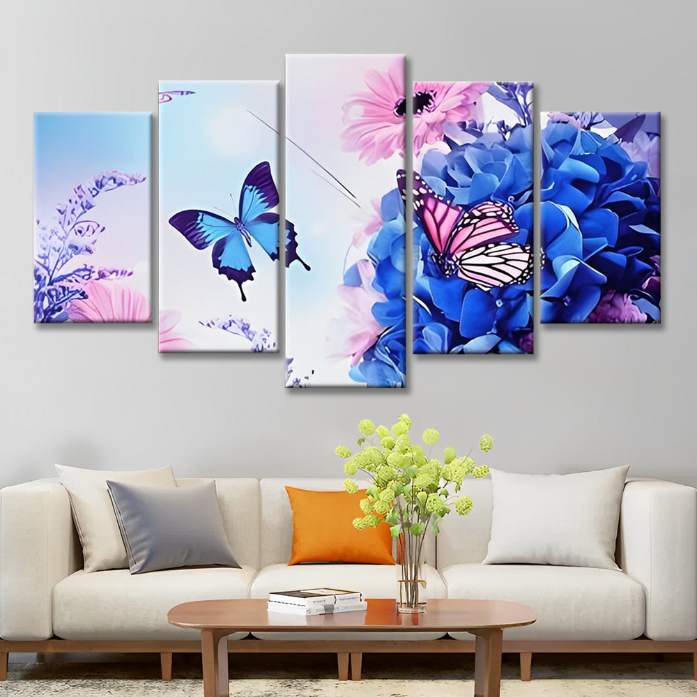 Mooie Vlinders en Bloemen 5 Platen Schilderen op Nummers