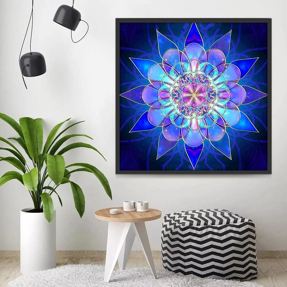 Mystiek Blauw-Paars Mandala Ontwerp Schilderen op Nummers