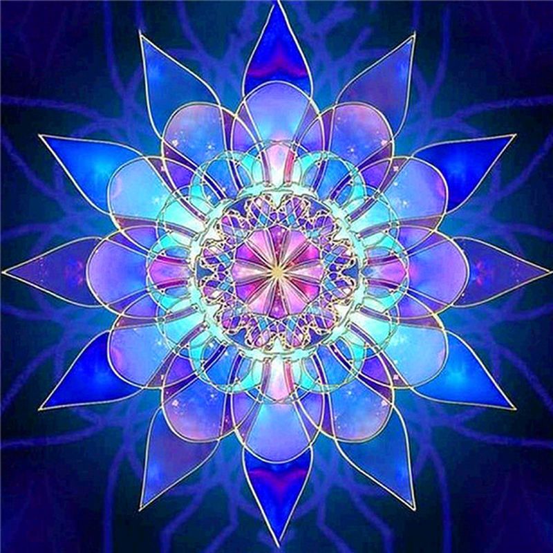 Mystiek Blauw-Paars Mandala Ontwerp Schilderen op Nummers