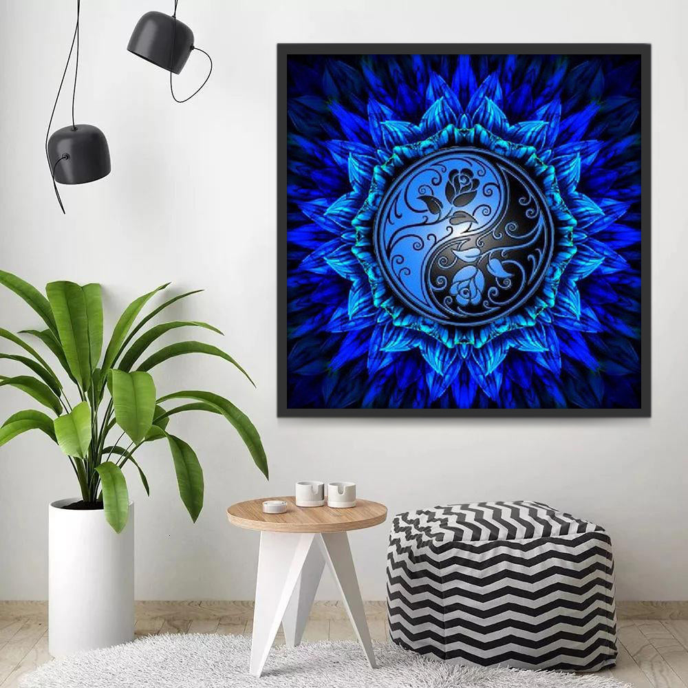 Mystiek Blauw Yin-Yang Mandala Schilderen op Nummers