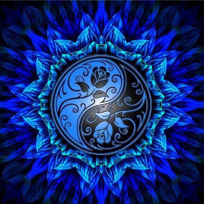 Mystiek Blauw Yin-Yang Mandala Schilderen op Nummers