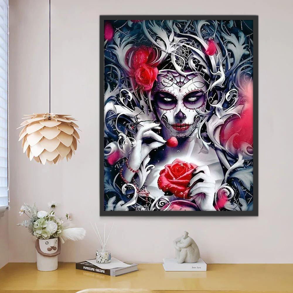 Mystieke Roze Skelet Schilderen op Nummers
