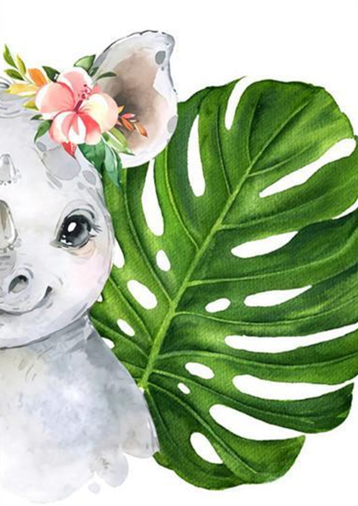 Neushoorn met Bloem Schilderen op Nummers