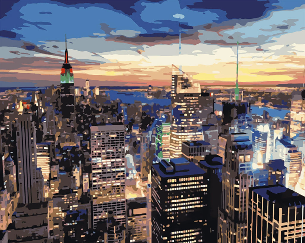 New York Nachtzicht Schilderen op Nummers