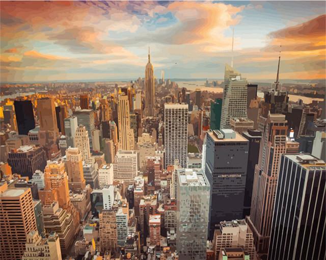 New Yorkse Stadshorizon Schilderen op Nummers