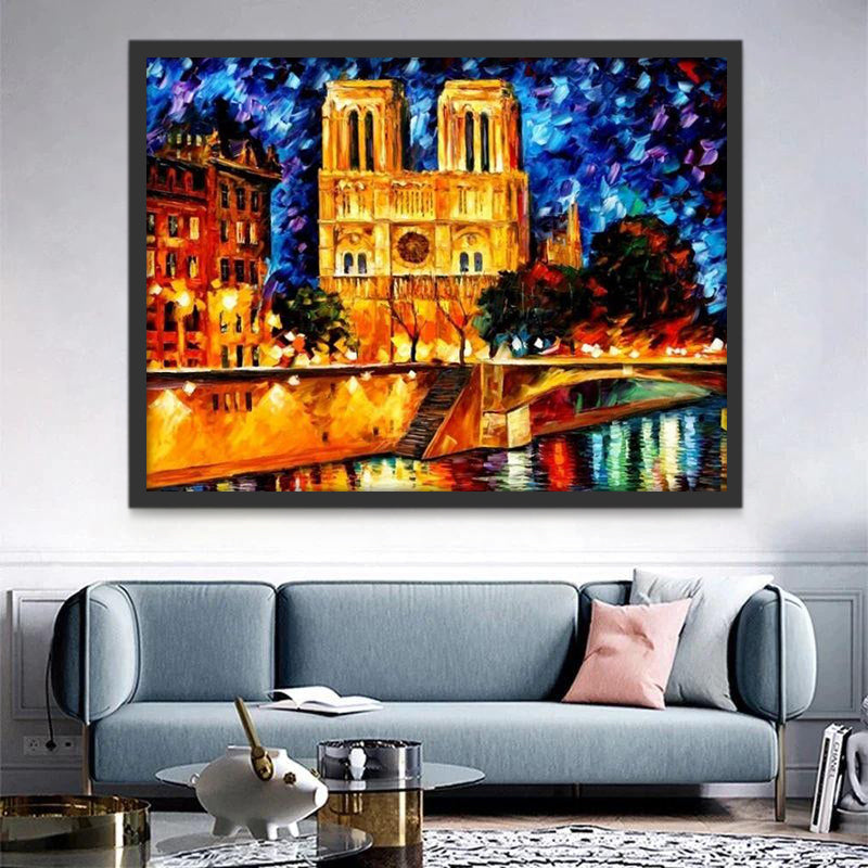 Notre Dame de Paris bij Nacht Schilderen op Nummers