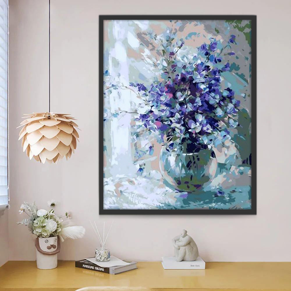Olieverfschilderij stijl Blauw Paarse Phalaenopsis Schilderen op Nummers