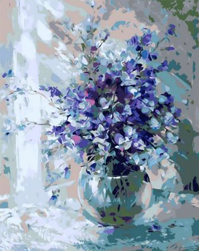 Olieverfschilderij stijl Blauw Paarse Phalaenopsis Schilderen op Nummers