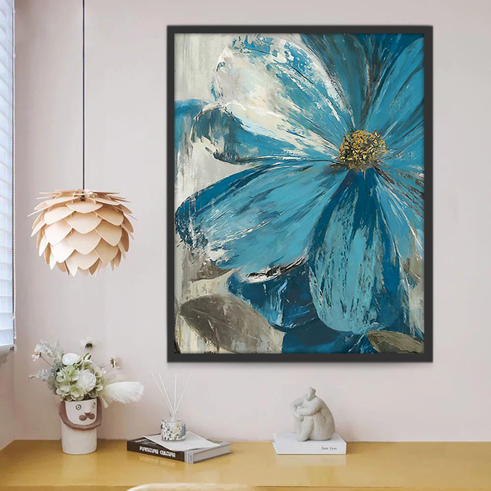 Olieverfschilderij stijl Een blauwe bloem Schilderen op Nummers