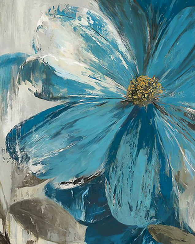 Olieverfschilderij stijl Een blauwe bloem Schilderen op Nummers