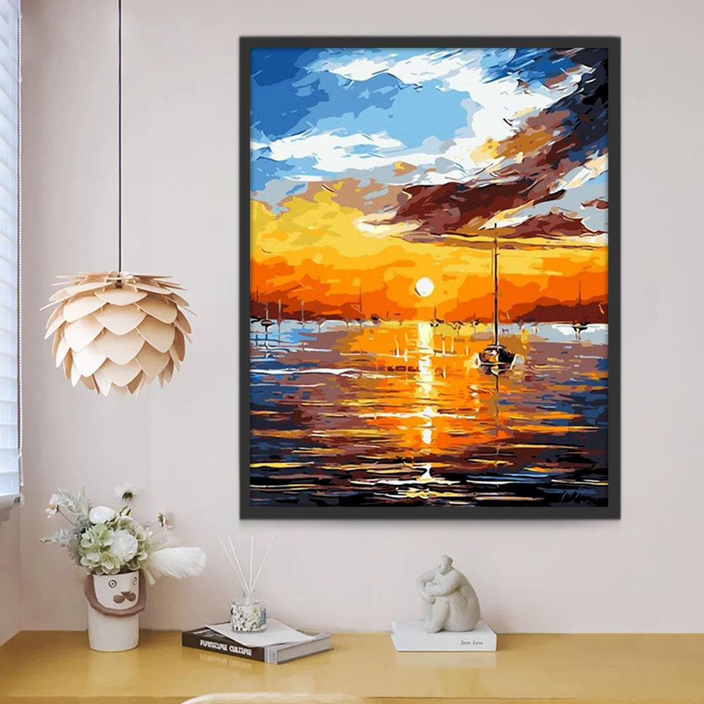 Olieverfstijl De Hand met de Ketting aan Zee Schilderen op Nummers