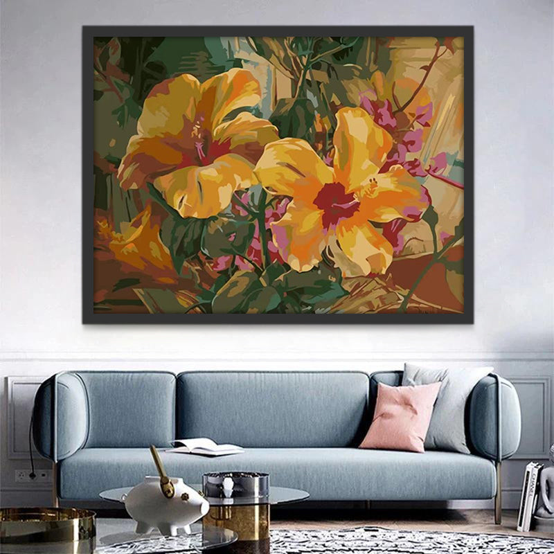 Olieverfstijl Gele Bloemen Schilderen op Nummers