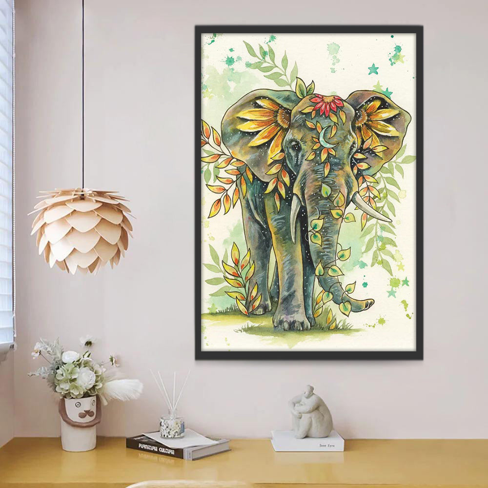 Olifant, Bloemen en Bladeren Schilderen op Nummers