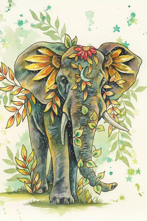 Olifant, Bloemen en Bladeren Schilderen op Nummers