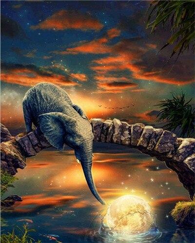 Olifant die de Maan Redde Schilderen op Nummers