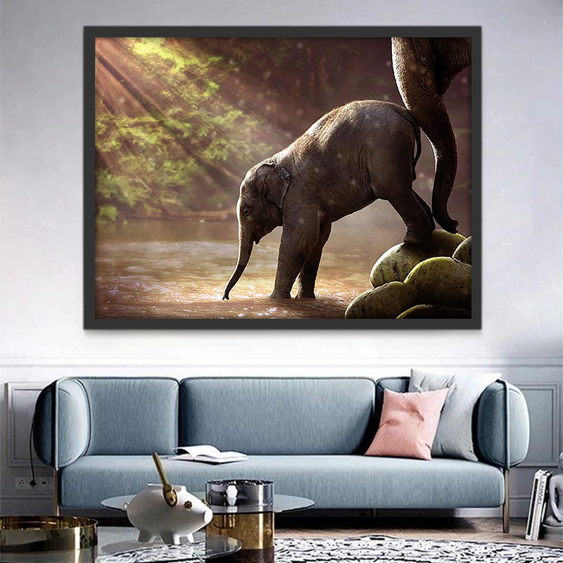 Olifant die Water Drinkt in de Zon Schilderen op Nummers