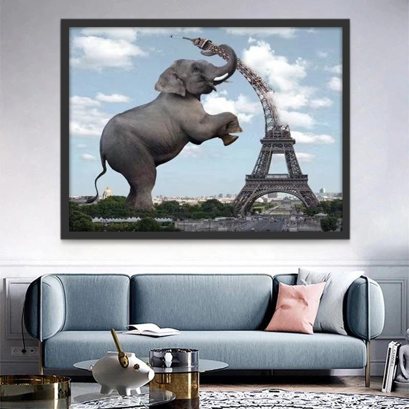 Olifant en Eiffeltoren Schilderen op Nummers