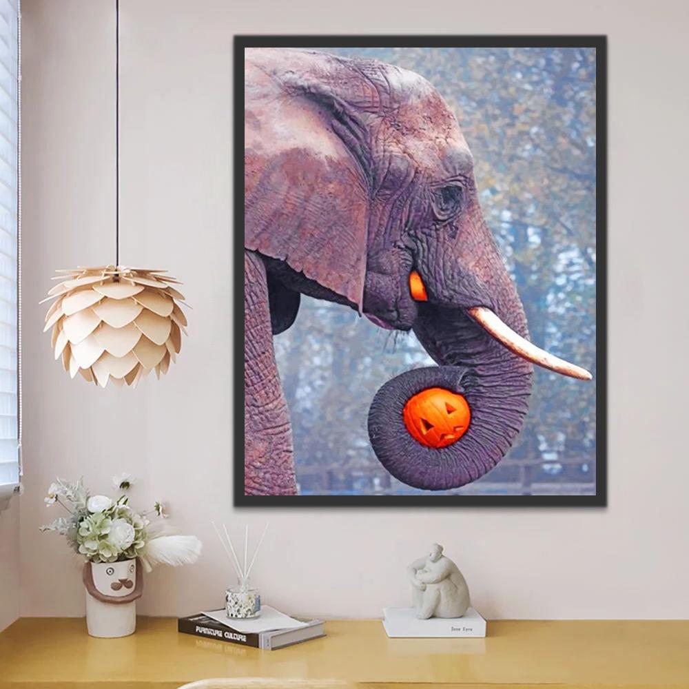 Olifant en Halloween Pompoen Schilderen op Nummers