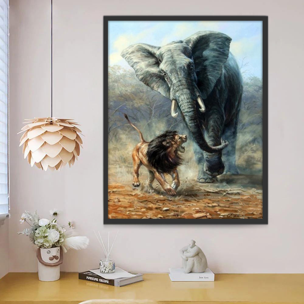 Olifant en Leeuw Schilderen op Nummers