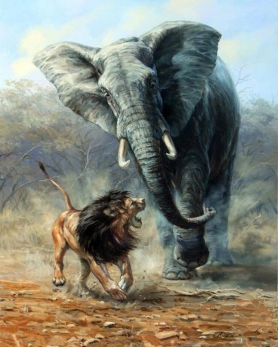 Olifant en Leeuw Schilderen op Nummers