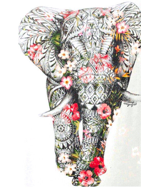 Olifant en Roze Bloemen Schilderen op Nummers