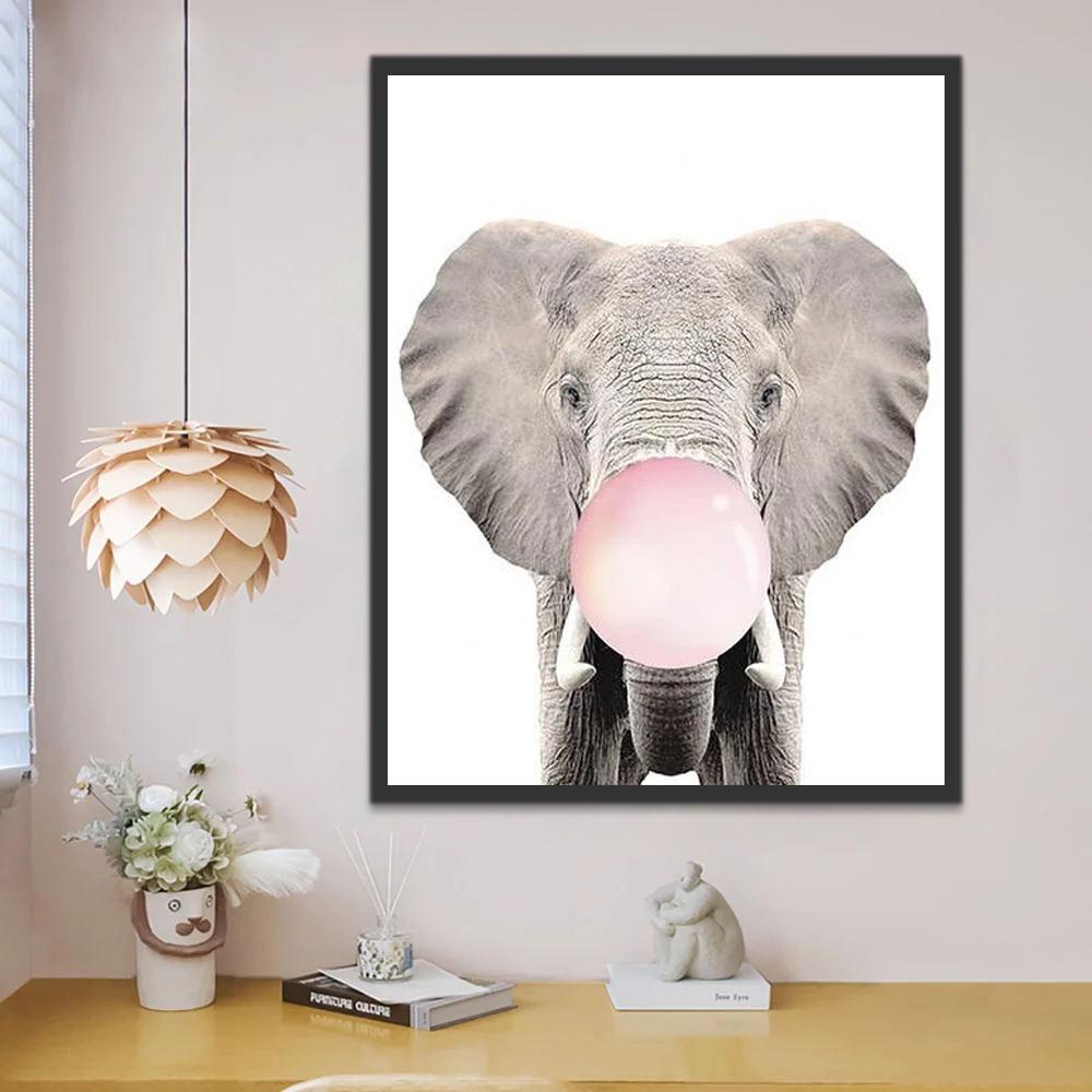 Olifant en Roze Kauwgum Schilderen op Nummers